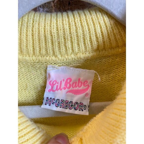 Vintage Lil’ Babe McGregor Lemon Yellow Collared Sweater Girls Size 4-5 - Picture 3 of 7